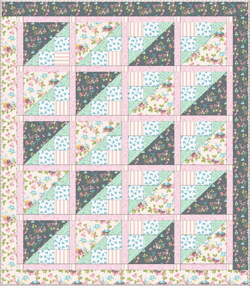 So Darling Quilt Designed and made by Sally Ablett Size: 48 x 58 Block: 9½ x 9½ DESIGN 3 (Main Diagram) FABRIC REQUIREMENTS (So Darling Collection) Fabric 1: 1¼yd - 1¼mtr - A286.