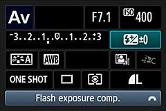 Flash exposure compensation of the camera Step 8: Determine the Brightness of the Subject Using the Flash Output To adjust the brightness of a subject