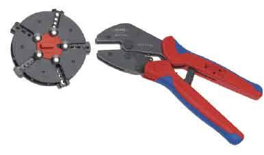 97 KNIPEX MultiCrimp 97 33 01 one tool for the most common crimping applications quick and easy exchange of the crimping dies without any additional tool for solder-free electrical connections