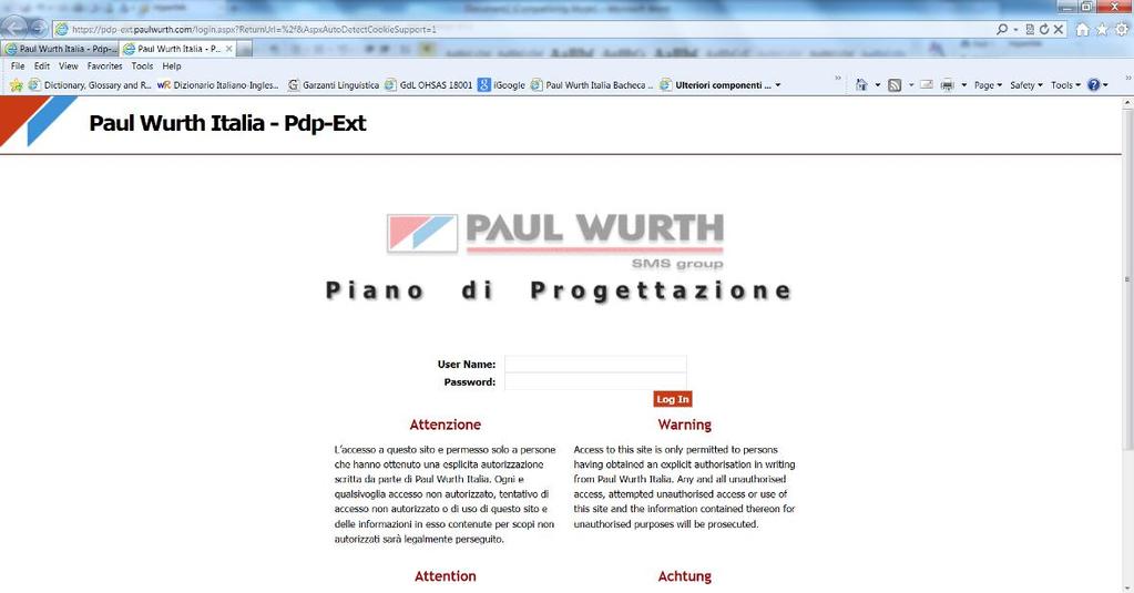 Forewords PdP-Ext is a WEB based application that gives the possibility of uploading drawings (Autocad DWG) on Paul Wurth Italia s Document Management System named PdP and allows customers to monitor