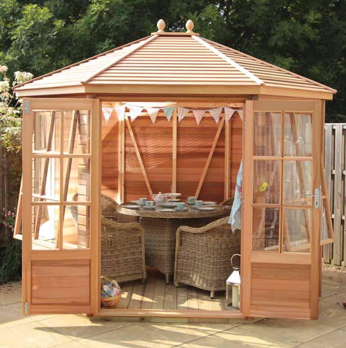 15 SUMMERHOUSES 8x9 Alton Mickleton Specifications Western red cedar cladding Sturdy Redwood frame 21mm thick Thermawood floorboards with tanalised bearers Georgian windows (2 fixed, 2 opening)