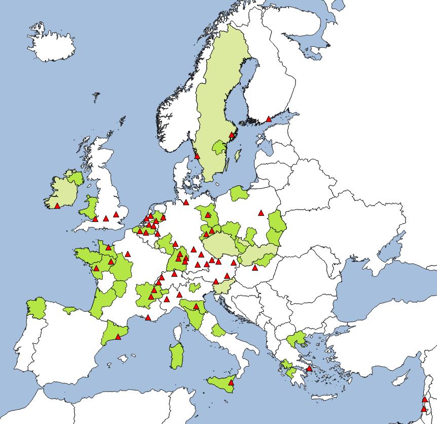 Mapping top 55 R&I participants and Smart Specialisation Regions in