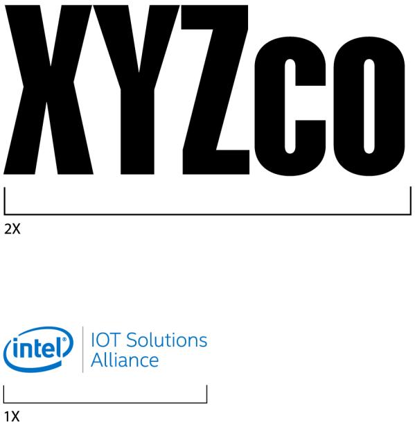 Hierarchy of Assets The logo of the program participant is the first priority and the Intel Internet of Things Solutions Alliance member mark is the second priority.
