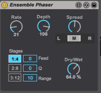 Similar to the built-in version, you have 3 Preset buttons but in addition to that you can adjust or automate RATE, DEPTH, FEEDBACK, CENTER and DRY/WET parameters.
