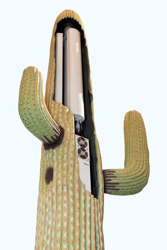 Mobile phone base station antenna disguised as a Saguaro cactus, manufactured by