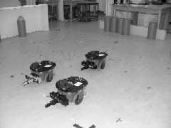 We controlled each robot individually, waiting for command execution on each robot to finish before conducting further commands. We moved robots in the directions shown by arrows.