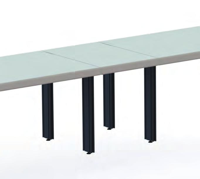 PROFI Intermediate Bench 4XX.XXX.906 PROFI COMPENSATION PLATE Width: customized (please state). Hardwearing, light grey 30mm thick bench top, edges with PP plastic.