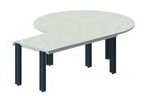 PROFI MEETING CORNER Hardwearing 30mm thick light grey bench top with 3mm PP plastic edge.