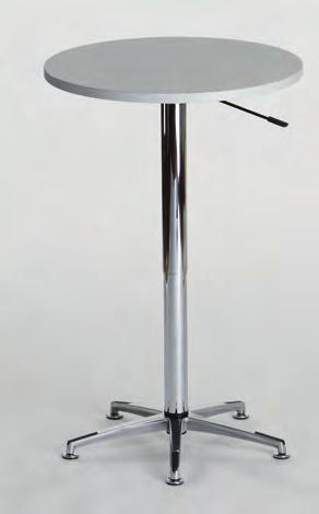 BISTRO-TABLE, HEIGHT ADJUSTABLE Height: 750-50mm. Diameter of bench top: 750mm. Solid chromatized lifting column, diameter 75mm.