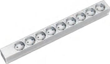 00 2 sockets with switch (L: 700mm) SOCKET STRIP 9" HE Anodized aluminium profile with light grey Schuko sockets (45 position) and stainless steel