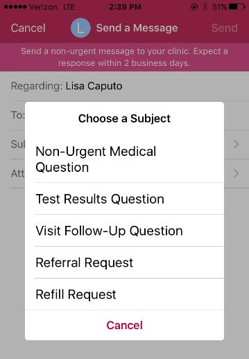 5. Click on To box and select your cardiologist s name from the pop up menu.