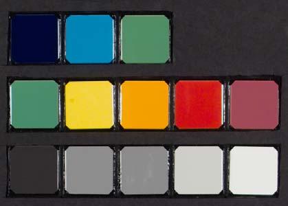 Figure 9. BCRA (British Ceramic Research Association) target. In order to evaluate color reproduction accuracy, five targets that consist of eight color target charts were used.