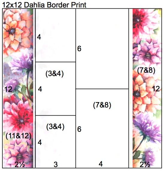 April 2016 Dahlia Page 2 of 9 Layout 1 & 2 5¾x3¾ 2½x2½ 2½x2½ 2¾x3¾ 2½x2½ 2½x2½ 12x12 Pink Print (LB) 12x12 Pink Plain (RB) 12x12 Black Plain 12x12 Dahlia Border Print 12x12 White Plain 12x12 Purple