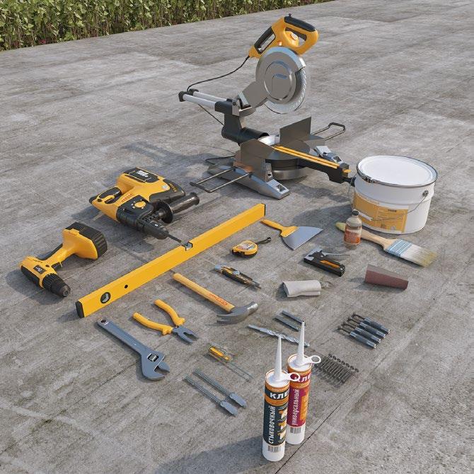 Tools and materials 4 1 2 11 6 20 10 21 5 3 8 19 18 7 9 16 17 16 15 14 1 power screwdriver 2 drill 3 construction stapler 4 mitre saw 5 safety knife 8 hammer 9 adjustable spanner 10 tape measure 11