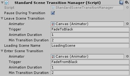 System: If Pause During Transition is ticked, make sure your Animator(s) are set to Unscaled Time. If a Scene Transition Manager is present, the Save System will: 1.