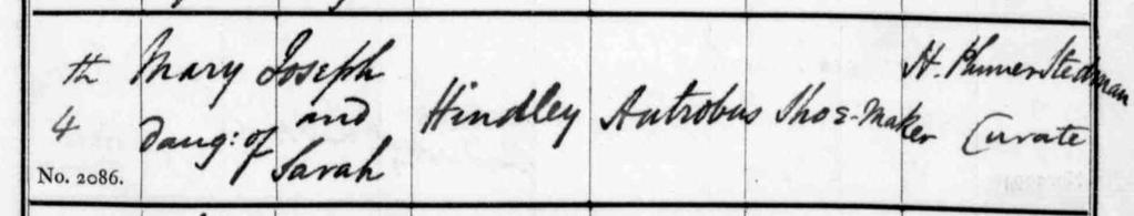 MARY HINDLEY (1848-1933) 1848MARY/2 Mary s Baptism was recorded on 4 th February 1849 at Great Budworth Church. Mary s early years were spent in, with her parents at Reed House Cottage.
