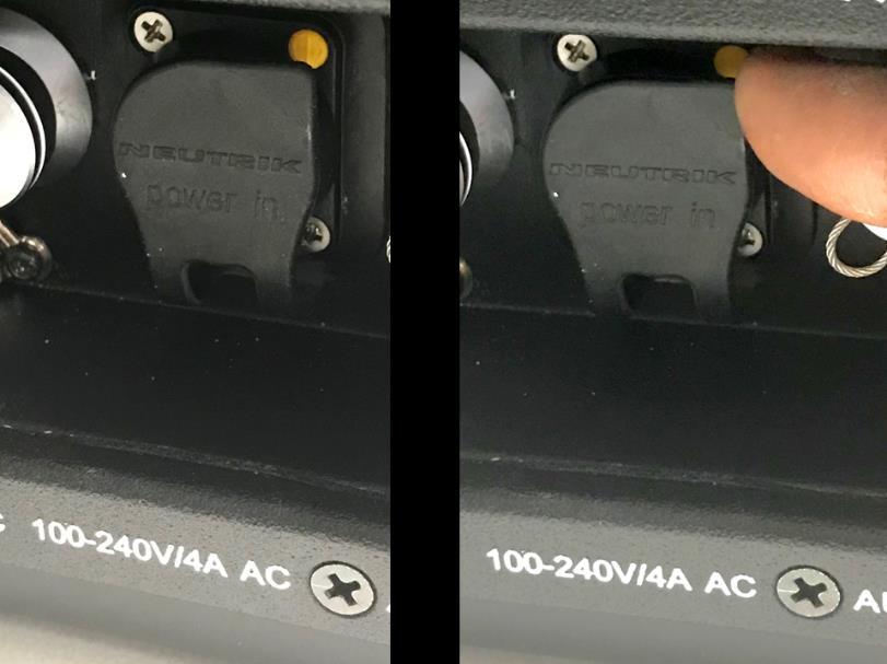 AC Power: To access the end connector, pull off the dust cover as shown in Figure 15 Insert the cable connector with the yellow release latch