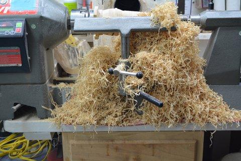 I got this from Jim Elkins. Don t know what he was turning, but he was sure having a good time. Fresh shavings all over a clean lathe. You gotta love it.