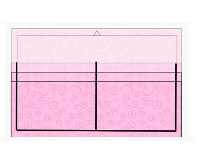 Place the prepared CREDIT CARD SLEEVE or Front Lining (H) RIGHT SIDE UP over the placement stitches, slots open at the top (toward arrow stitched on the top line).