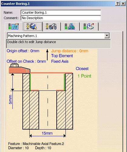 Create an Axial Operation on an Axial Machinable Feature This task shows you how to create a Counterboring operation using an axial machinable feature.