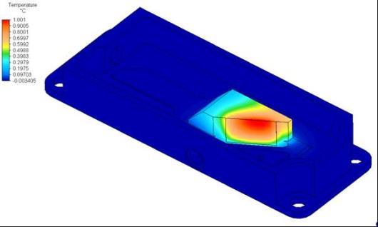 We also analyzed the stress in the improved laser chassis when subjected to the random vibration at 14 Grms.