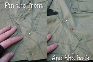 Snip up the middle seam up to the zipper, and then turn your skirt over and cut up roughly the