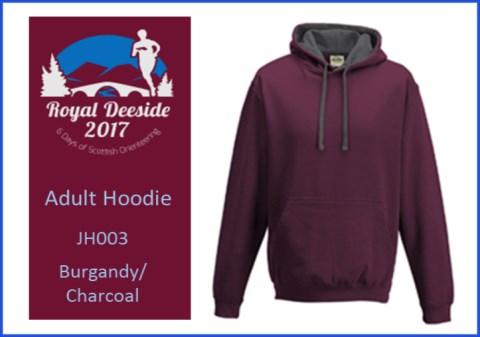 PAGE 9 ROYAL DEESIDE 2017 Note: Hood inset colour for the Charcoal Hoodie is Heather Grey rather than the black shown in the image above. Adult Varsity Hoodie JH003 High quality medium weight hoodie.