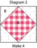Press B to the right side to complete an A-B unit (Diagram 2). Repeat to make a total of 4 A-B units. 22791-V Pink tonal crosshatch Cut (1) 1 ½ʺ x WOF strip. Recut into (2) 1 ½ʺ x 20 ½ʺ C strips. 4. Join the A-B units to make an A-B strip (Diagram 3).