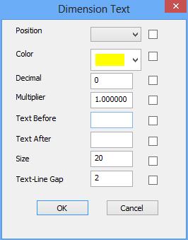 Text: Position: In the drop-down list, you define the position of the text. More specifically: i. Middle Center: the text is located in the middle of the dimension line and in the center.