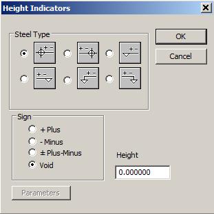 Height: Type the value without sign (defined previously) Press to close the window and then the height symbol is designed in the defined position point.