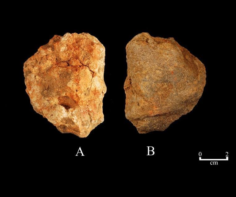 Figure 31. Clay ball with irregular surface. (a) interior; (b) exterior. Faunal and Botanical Remains Due to soil acidity, faunal and botanical remains were not well preserved.