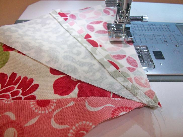 11. Using a ¼" seam allowance, sew the wedge shapes together to create the