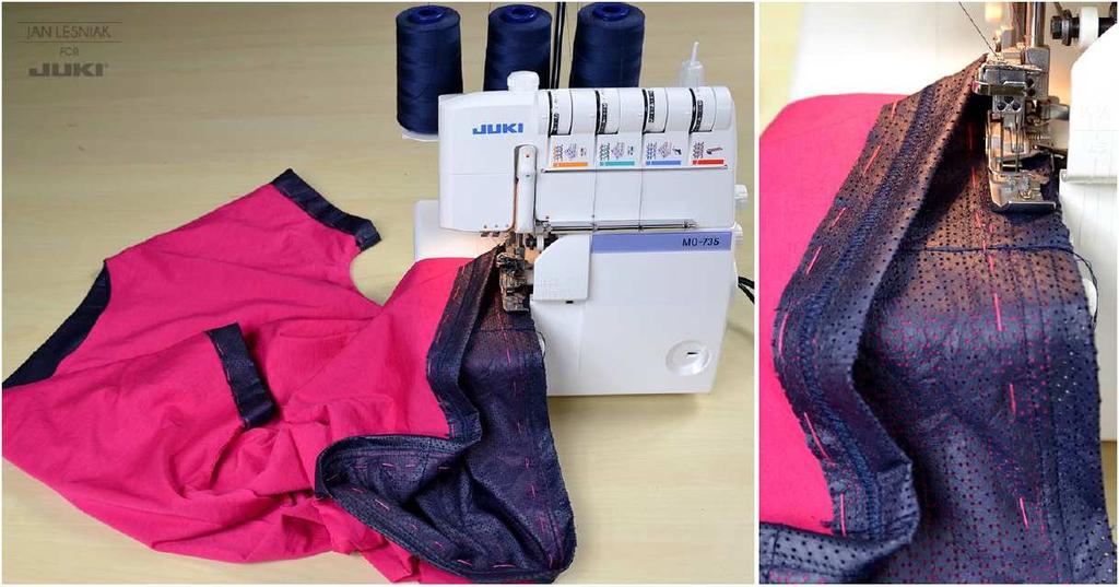 JUKI MO-735 makes a great combination of the two machines, switching it from an overlock to a coverlock takes only about 15 minutes; change the position of needles and thread the lower looper