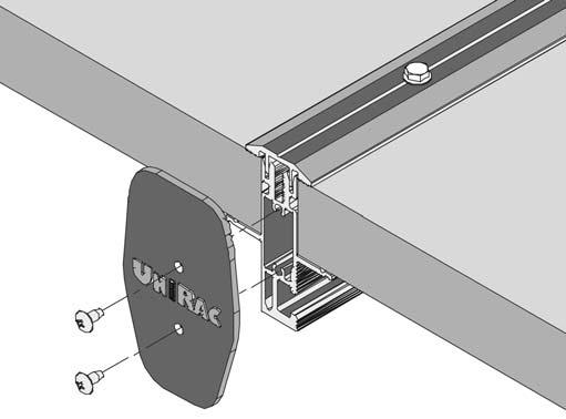 9. Instlling the end cps Attch the end cps to the ends of the rils by securing with the truss hed sheet metl screws provided (Fig. 16). Figure 16. End cp instlltion.