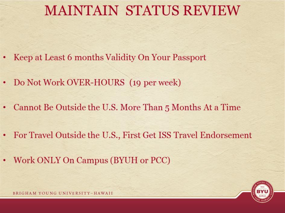 Be sure to renew your passport. Start the process if there is less than 9 months remaining on it. If you leave the U.S. you should return within 5 months.