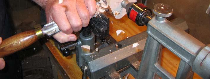Here a roughing gouge is being used to turn