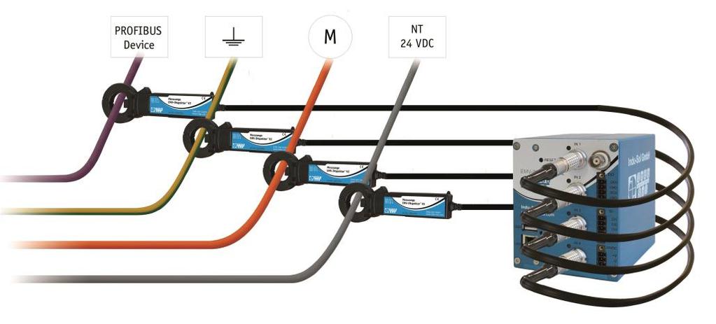 To do so, insert the connector of each measuring clamp adapter into one of the free clamp ports. To disconnect the connectors, simply pull at the integrated push-pull mechanism to release the lock.