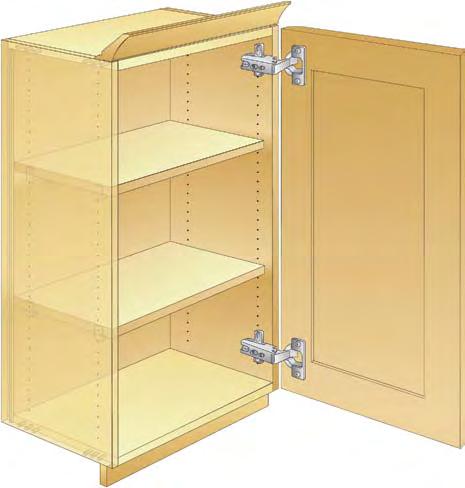 AND EASY INSTALLATION 4 OPTIONAL FOOTED MOLDINGS AND LIGHT RAILS SECURE TO FLUSH TOPS AND BOTTOMS OF WALL CABINETS 5 FULL-WIDTH STRETCHERS FRONT AND REAR PROVIDE SOLID SUPPORT AND MOUNTING SURFACE