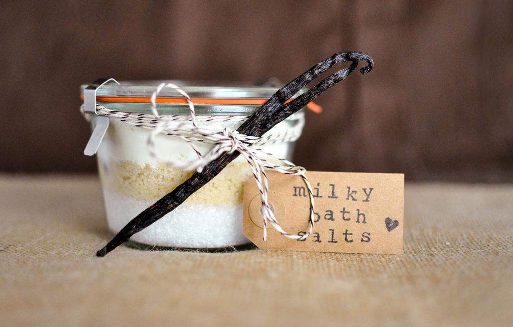 Milk + Vanilla Bath Salts When you ve come back from a holiday shopping marathon, give those aching legs a break with this soothing bath time treat.