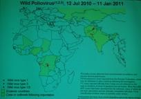 the red color showed the polio endemic countries In countries like Pakistan and Afghanistan, it is a tremendous challenge to control the disease, said Dr. Francis.