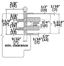 1 mm) minimum hinge side plus standard lockside clearance #10-24 x 5/8 S/S Dril-Kwik (metal frame) #1/4-32 x 3/4 S/S machine screw (used with adjustment stud) #7/16-20 x 1-3/8 S/S adjustment stud