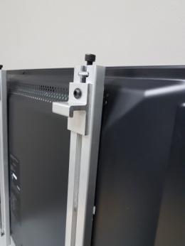 e) To mount video panels, lift them one at a time and slightly tilt panel then insert the