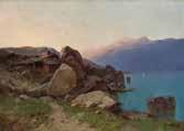 15 Alexandre Calame (Vevey, Switzerland 1810-1864 Menton) Dusk on Lake Lucerne, c.1860 Oil on canvas, 29 41 cm (11.4 16.1 inch) Signed lower right A. Calame fc.