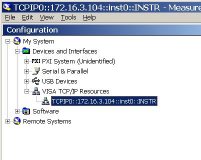 accessed to the network from the subdirectory VISA TCP/IP Resource under the main Explorer interface.