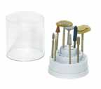 Holds up to 52 burs: 34 3/32 and 18 1/8 shan accessories. Measures: 2-1 2 (64mm) sq. x 2-1 4 (54mm) high. Holds burs up to 2 long. Includes clear cover. Burs not included. A-10080 $16.