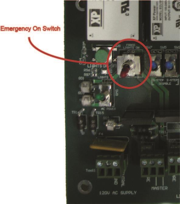 switch will not override that Supply. If the 12V Supply is inoperative, or the Primary Power Switch is off, then the Emergency Override Switch will not supply Power to the external relays.