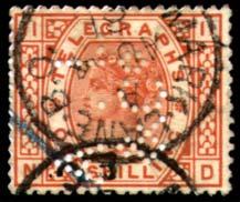 Telegraph stamps with Telegraphic addresses as Perfins are