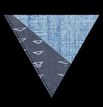 To attach them together place triangles in alternating order, one triangle pointing down and the other pointing up. Fabric A DEN-S-2001 1 ⅜ yd. Fabric B DEN-S-2004 ⅝ yd. Fabric C DEN-S-2000 ⅜ yd.