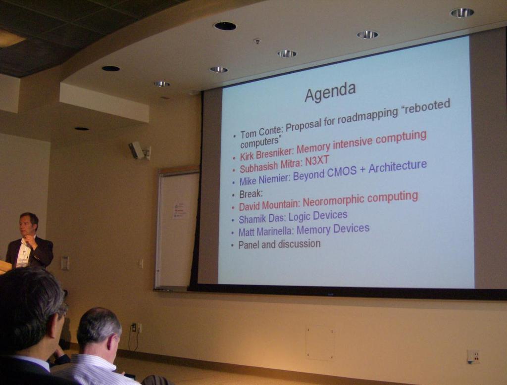 Agenda for Sunday Afternoon RC presentations being given by Dr. Erik DeBenedictis of IEEE Rebooting Computing and Sandia. Prof.