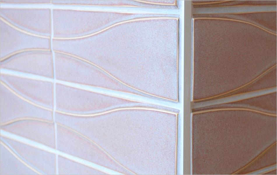 Glazes may pool and spread differently on flat tiles thereby giving a slightly different appearance than the glaze effects on the dimensional tile.
